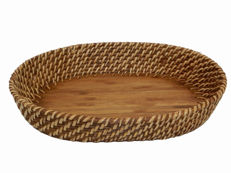 Superior Rattan Bread Bowl with Bamboo Bottom - Handwoven Kitchen & Dining ware